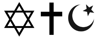a picture of the symbols of the three major world religions